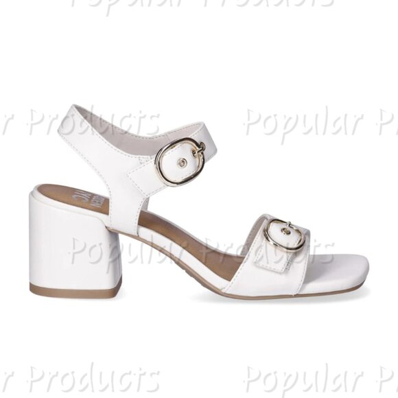 Madden NYC | Adelade Block Heel Buckle Sandals, White - Picture 3 of 10